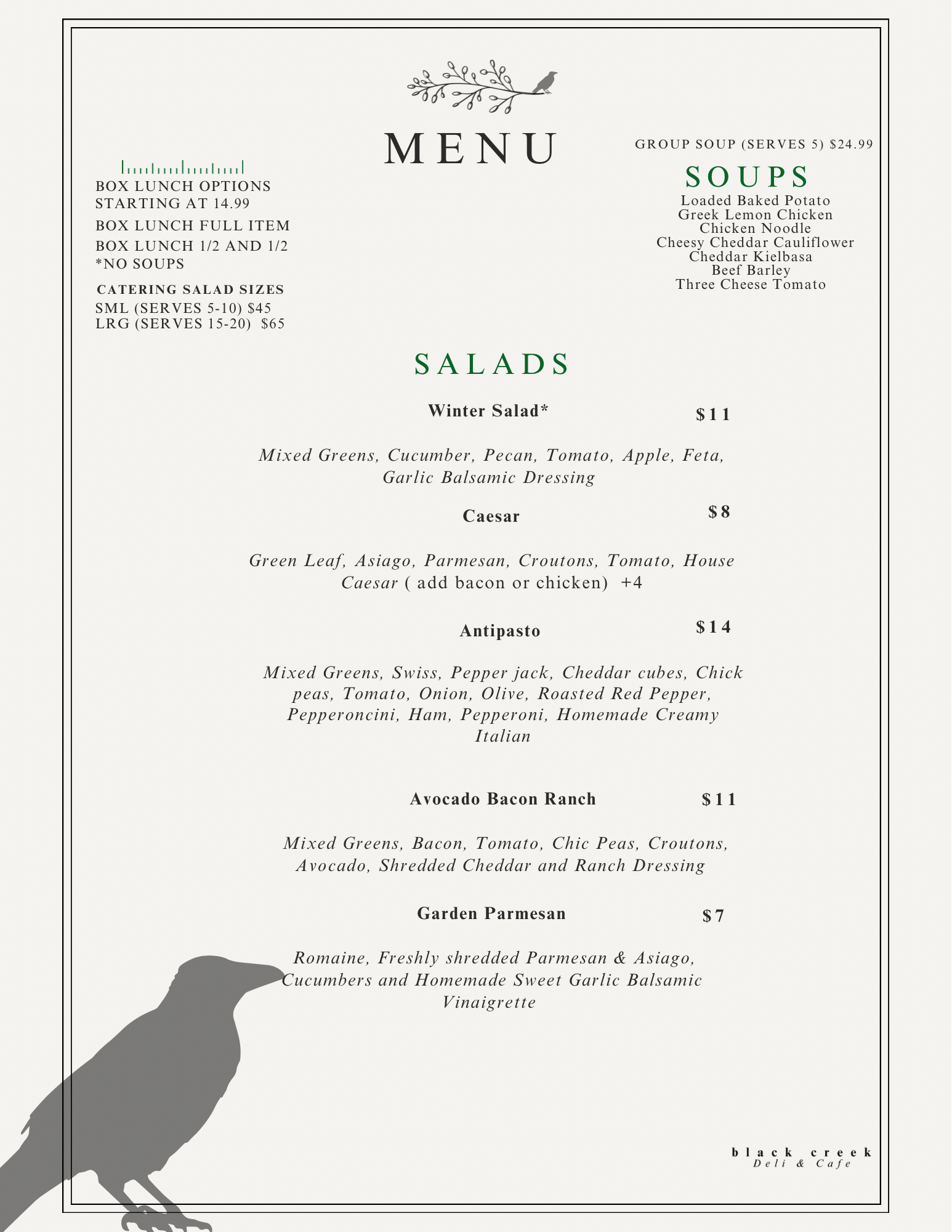 Black Creek Deli Menu - 1