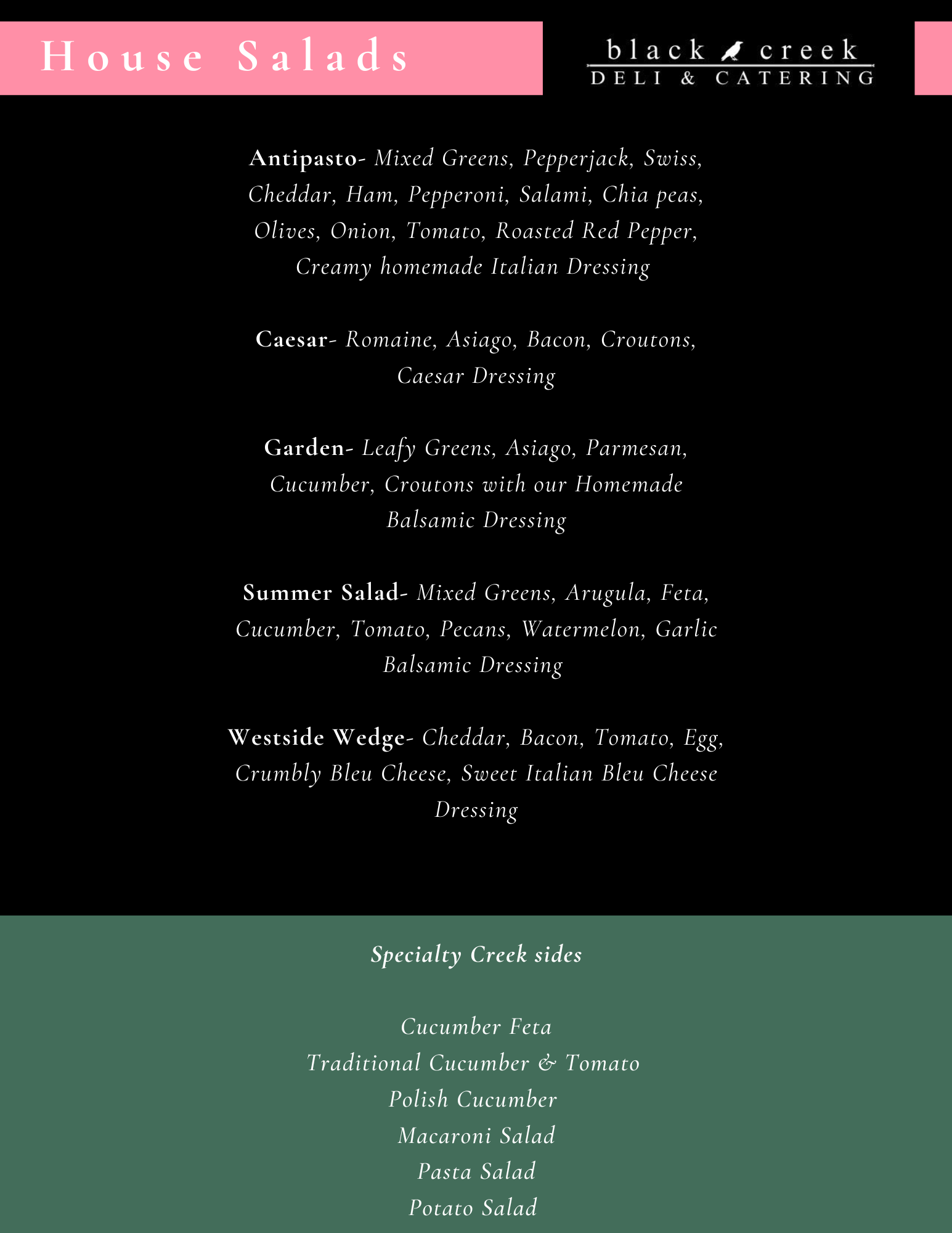 Black Creek Menu 25